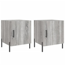 (grey sonoma, 2 pcs) vidaXL Bedside Cabinet Bedside Table Nightstand Bedstand Black Engineered Wood