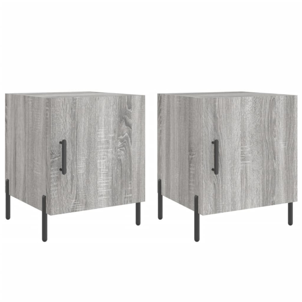 (grey sonoma, 2 pcs) vidaXL Bedside Cabinet Bedside Table Nightstand Bedstand Black Engineered Wood