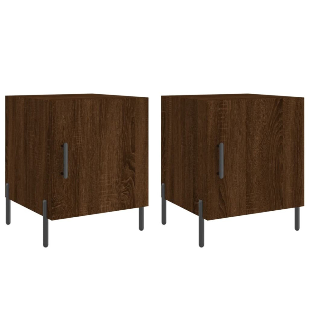 Vidaxl (Brown Oak, 2 Pcs) Bedside Cabinet Bedside Table Nightstand Bedstand Black Engineered Wood