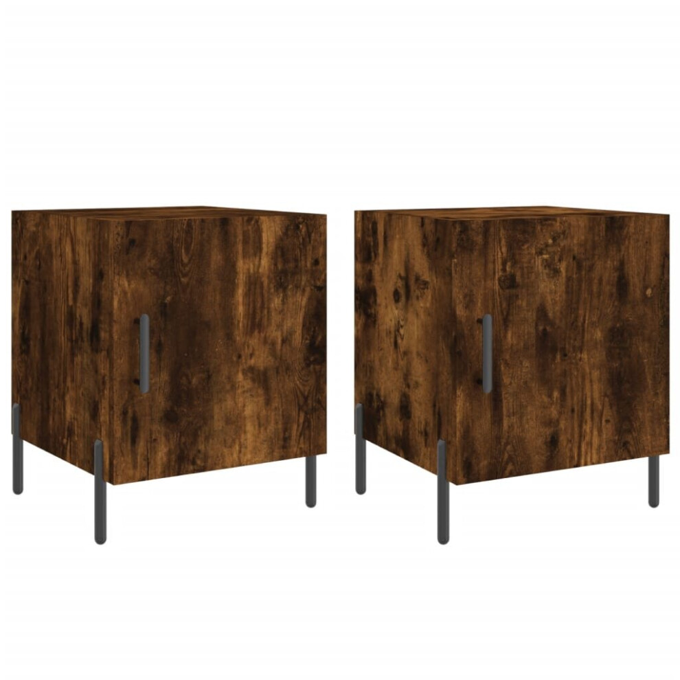 Vidaxl (Smoked Oak, 2 Pcs) Bedside Cabinet Bedside Table Nightstand Bedstand Engineered Wood Black