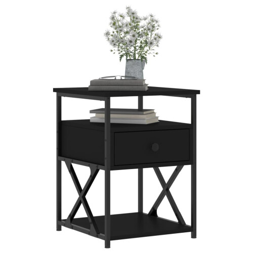 VidaXL (black, 2 pcs) vidaXL Bedside Cabinets Side Table Nightstand 2 pcs Brown Oak Engineered Wood 2