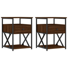 (brown oak, 2 pcs) vidaXL Bedside Cabinets Side Table Nightstand 2 pcs Brown Oak Engineered Wood