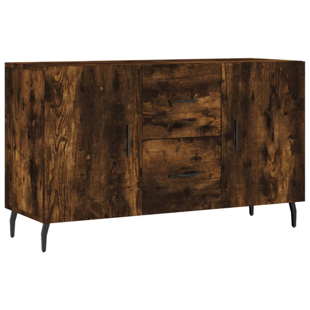 Vidaxl (Smoked Oak) Sideboard Storage Cabinet Side Cabinet Cupboard Engineered Wood White