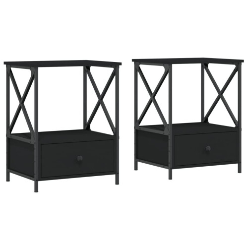 VidaXL (black, 2 pcs) vidaXL Bedside Tables Bedside Cabinet Nightstand Side Table Engineered Wood