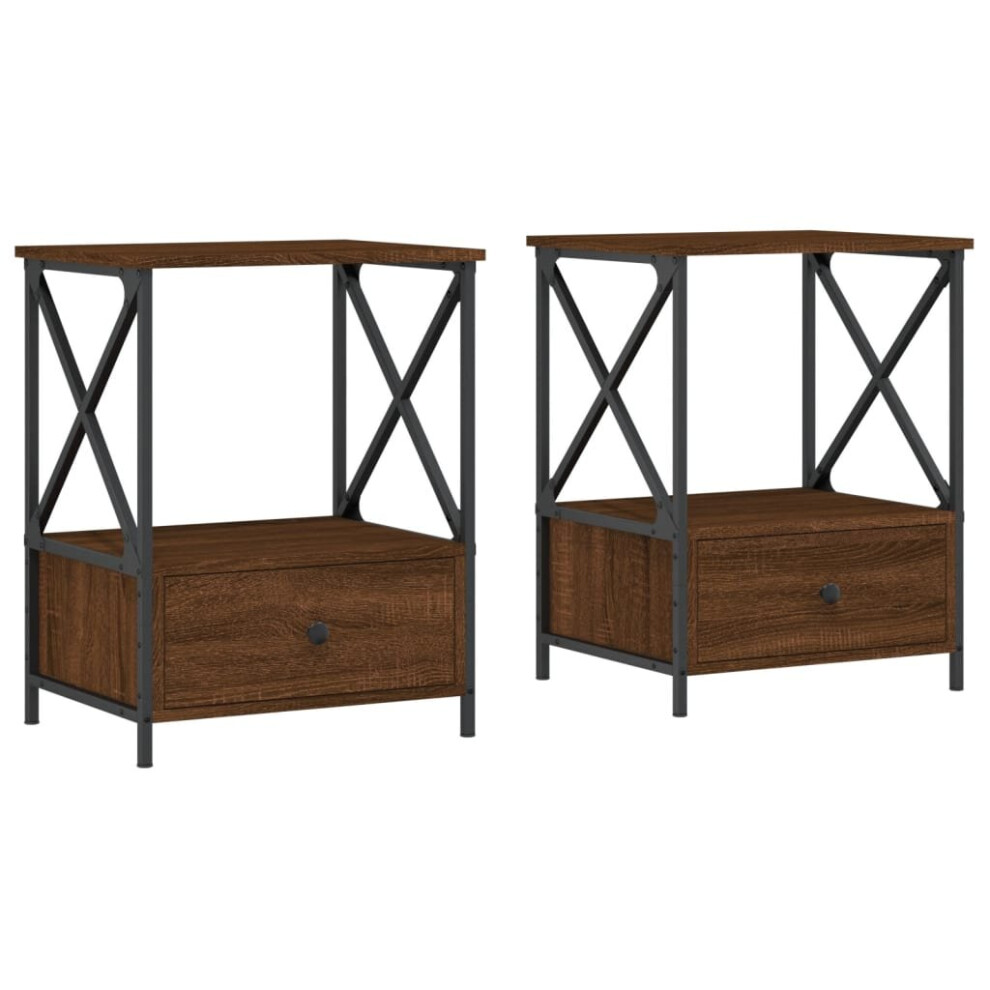 (brown oak, 2 pcs) vidaXL Bedside Tables Bedside Cabinet Nightstand Side Table Engineered Wood