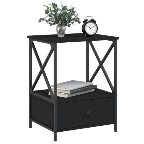 VidaXL (black, 2 pcs) vidaXL Bedside Tables Bedside Cabinet Nightstand Side Table Engineered Wood 2
