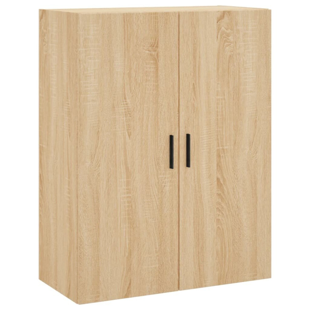 Vidaxl (Sonoma Oak) Wall Mounted Cabinet Display Cabinet High Gloss Engineered Wood White