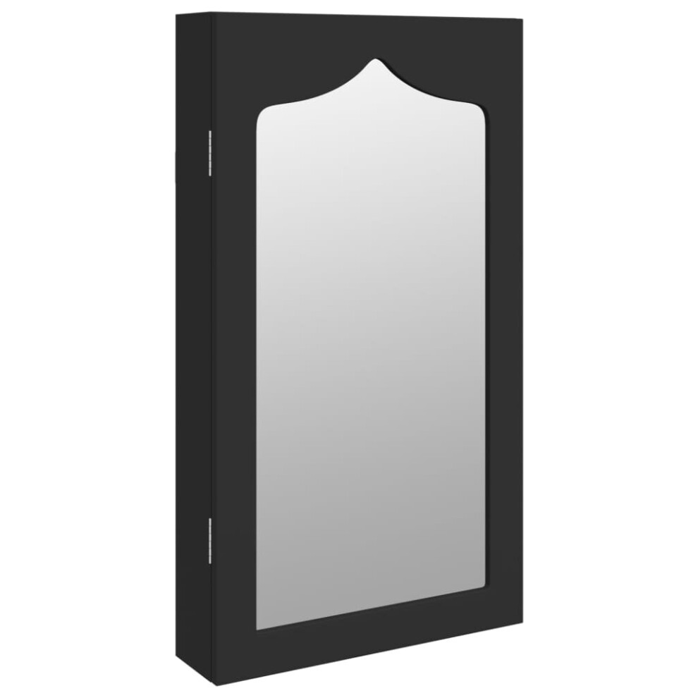 (black, 37.5 x 10 x 76 cm) vidaXL Mirror Jewellery Cabinet Jewelry Armoire Mirror Organiser Wall Mounted