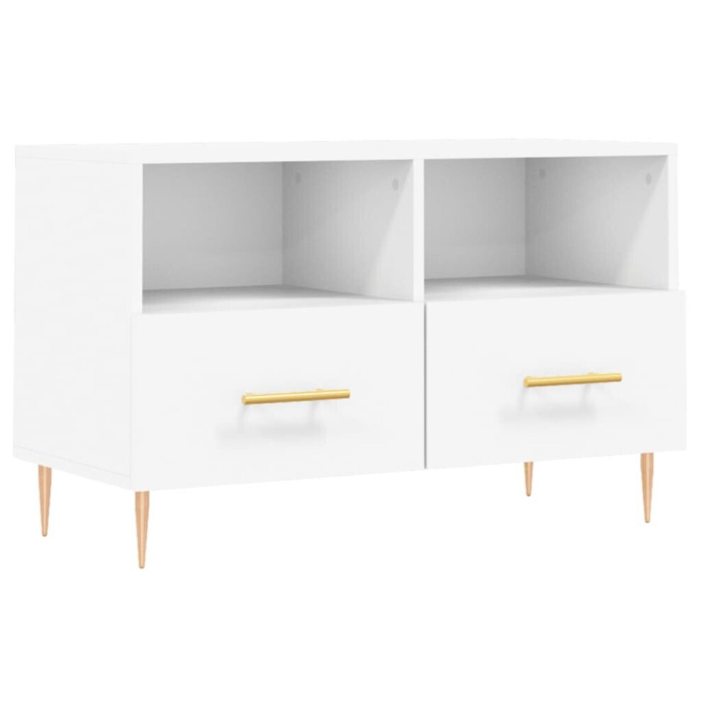 (white) vidaXL TV Cabinet TV Unit Sideboard TV Stand High Gloss White Engineered Wood