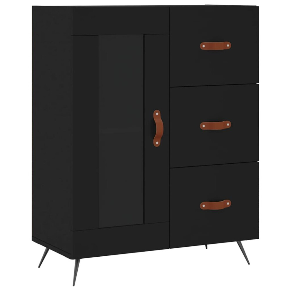 (black) vidaXL Sideboard Storage Side Cabinet Cupboard Sonoma Oak Engineered Wood