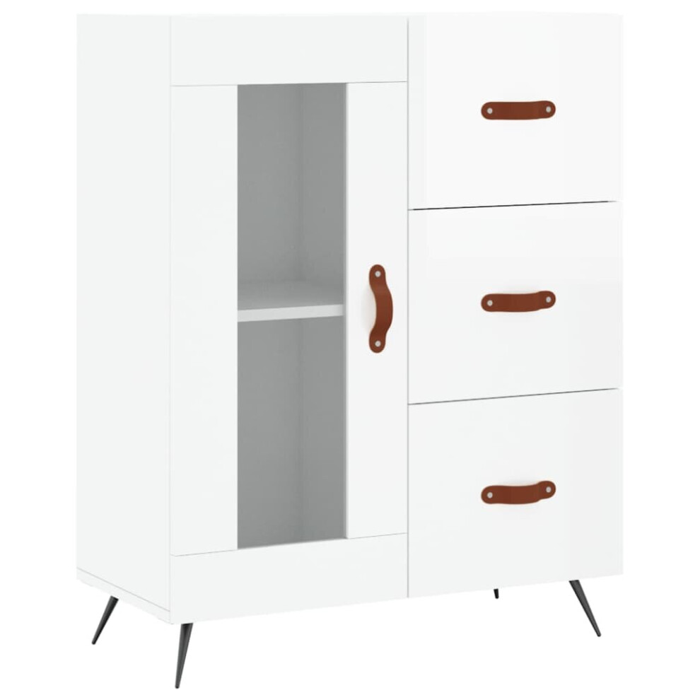 (high gloss white) vidaXL Sideboard Storage Side Cabinet Cupboard Sonoma Oak Engineered Wood