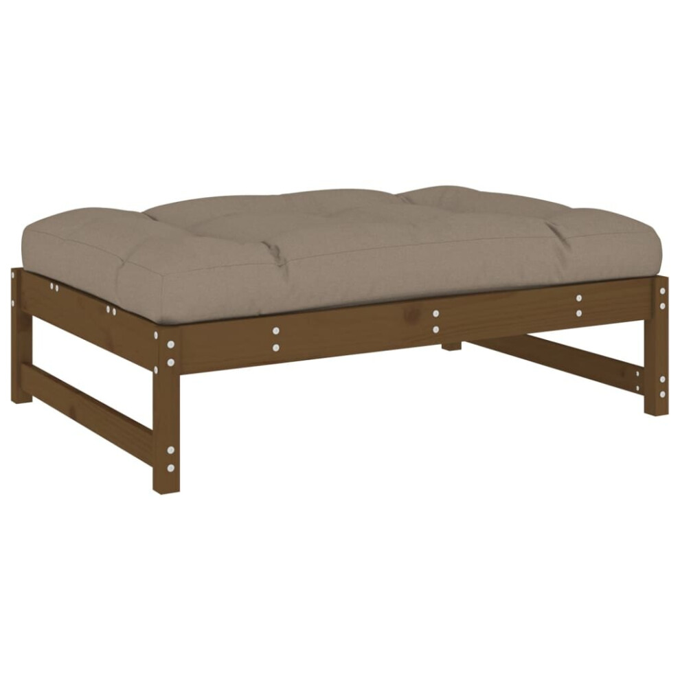 Vidaxl (Honey Pine, Footrest) Middle Sofa Patio Footrest Sectional Sofa With Cushions Solid Wood Pine Brown