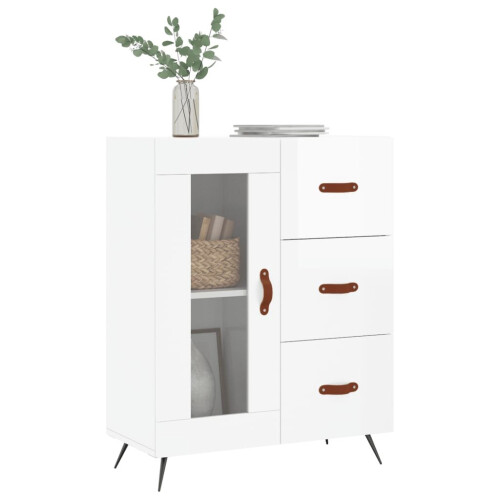 VidaXL (high gloss white) vidaXL Sideboard Storage Side Cabinet Cupboard Sonoma Oak Engineered Wood 2
