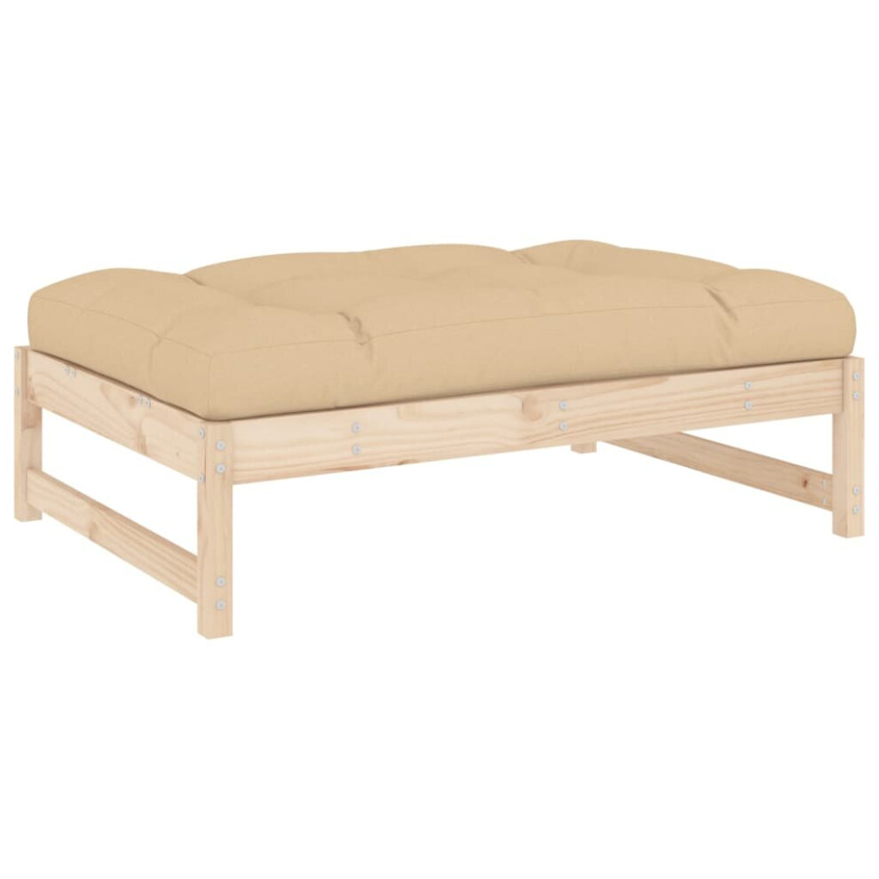 Vidaxl (Natural Pine, Footrest) Middle Sofa Patio Footrest Sectional Sofa With Cushions Solid Wood Pine Brown