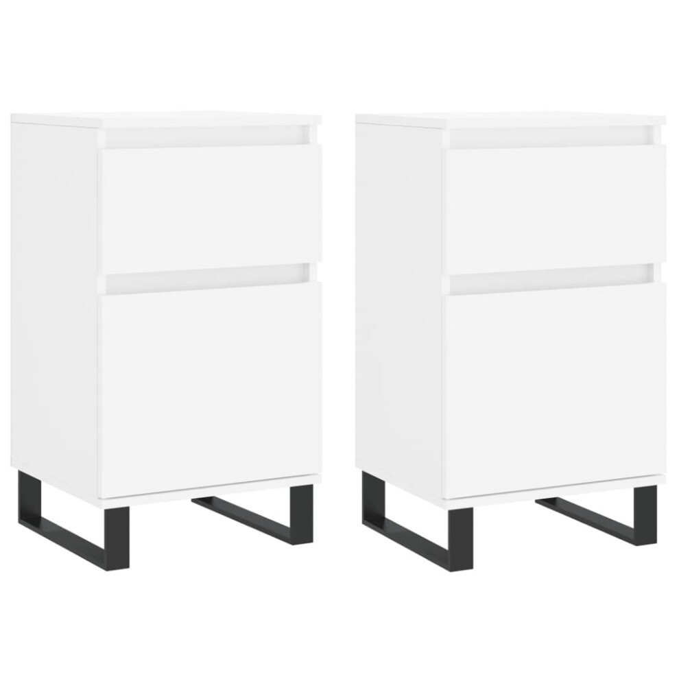Vidaxl (, 2 Pcs) Sideboards Storage Cabinet Cupboard 2 Pcs Smoked Oak Engineered Wood White