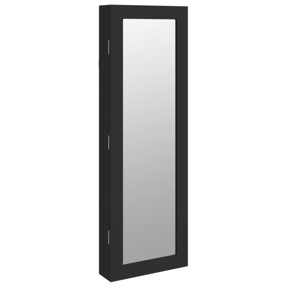 Vidaxl (Black) Mirror Jewellery Cabinet Jewelry Armoire Mirror Wall Mounted Black