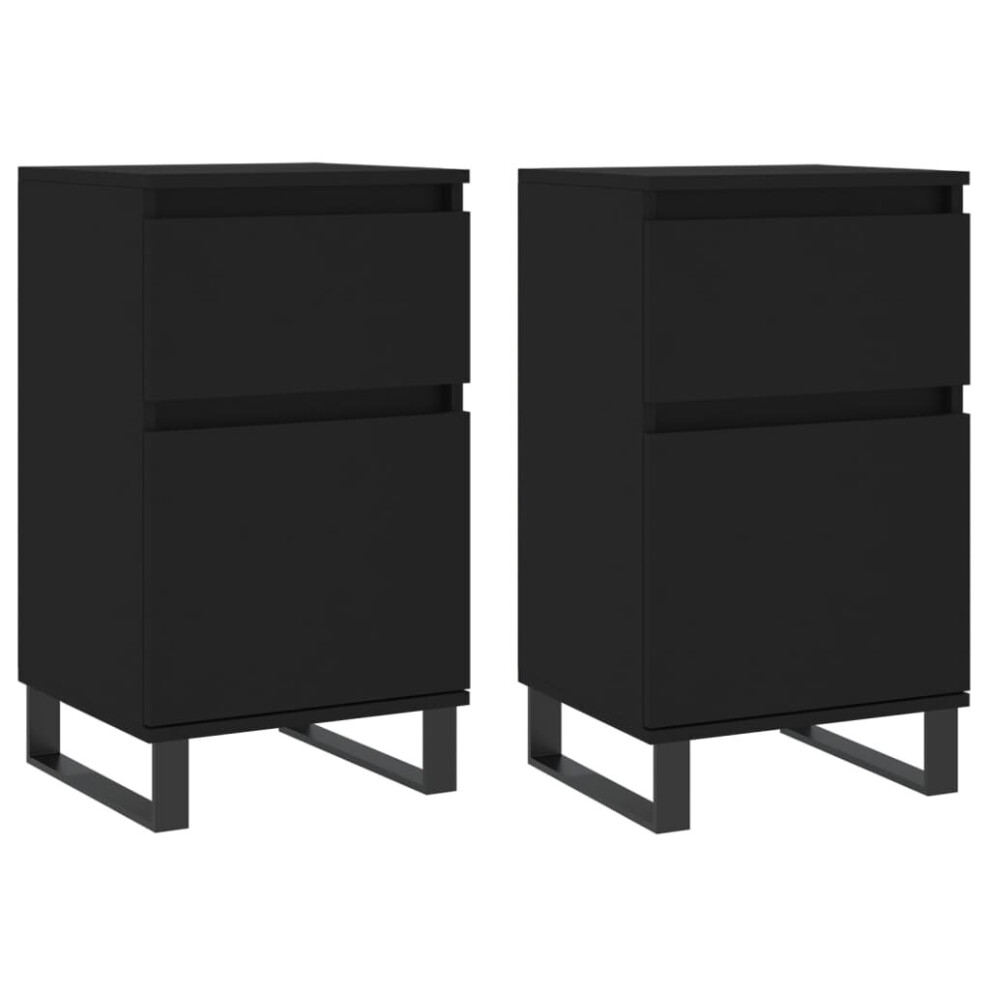 (black, 2 pcs) vidaXL Sideboards Storage Cabinet Cupboard 2 pcs Smoked Oak Engineered Wood