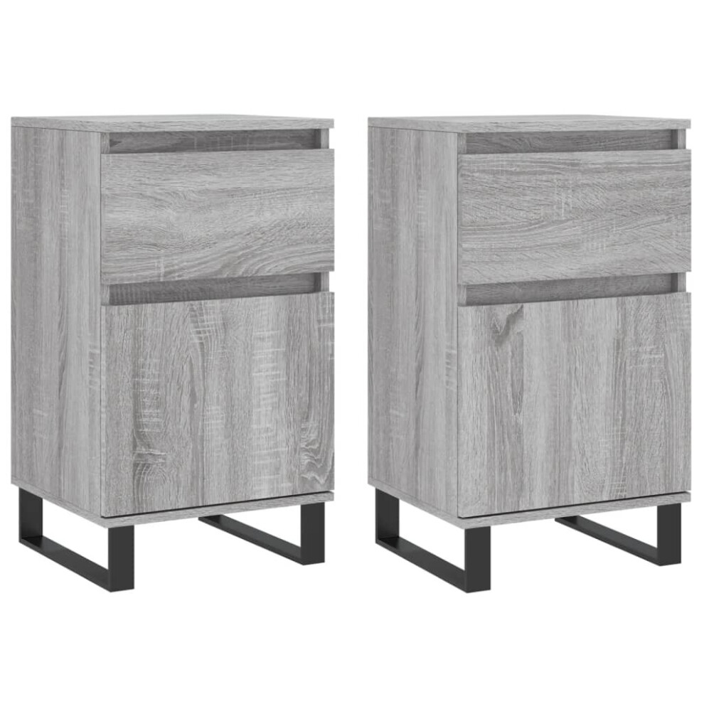 (grey sonoma, 2 pcs) vidaXL Sideboards Storage Cabinet Cupboard 2 pcs Smoked Oak Engineered Wood