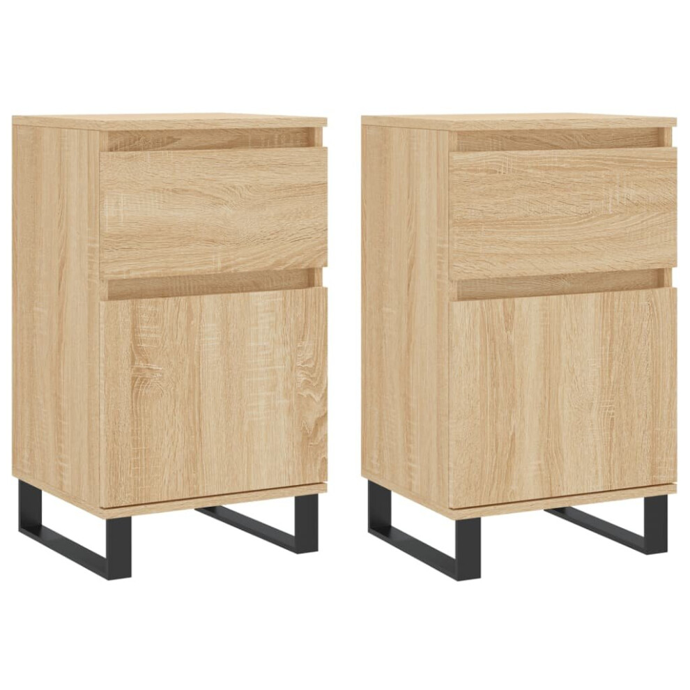 (sonoma oak, 2 pcs) vidaXL Sideboards Storage Cabinet Cupboard 2 pcs Smoked Oak Engineered Wood