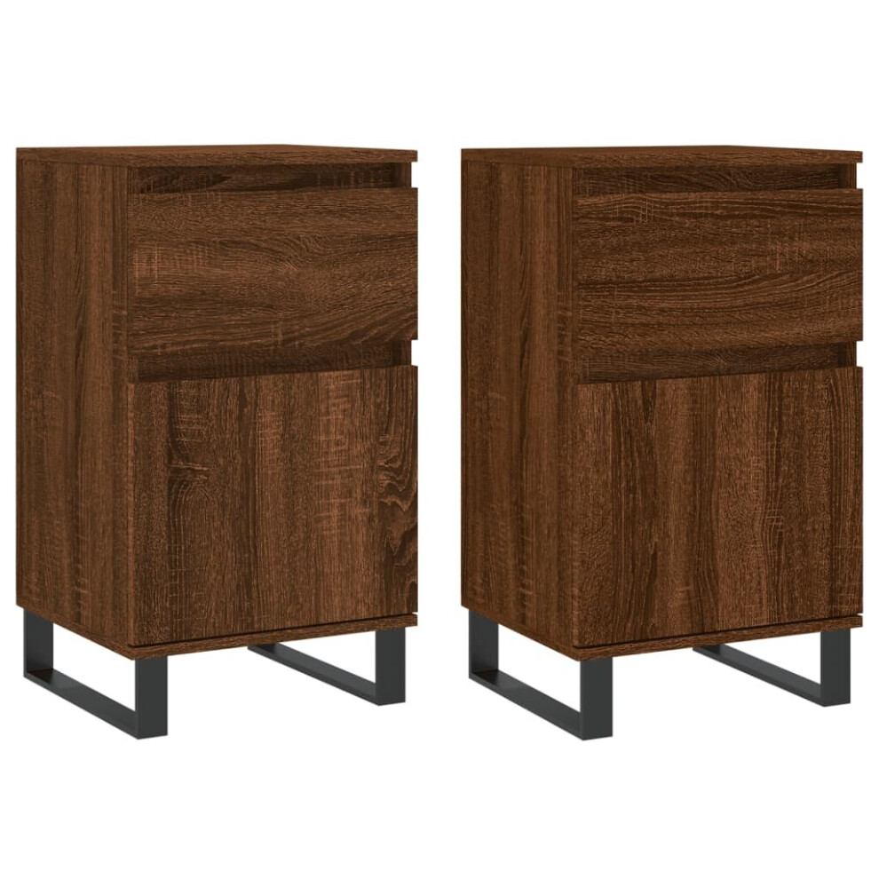 (brown oak, 2 pcs) vidaXL Sideboards Storage Cabinet Cupboard 2 pcs Smoked Oak Engineered Wood