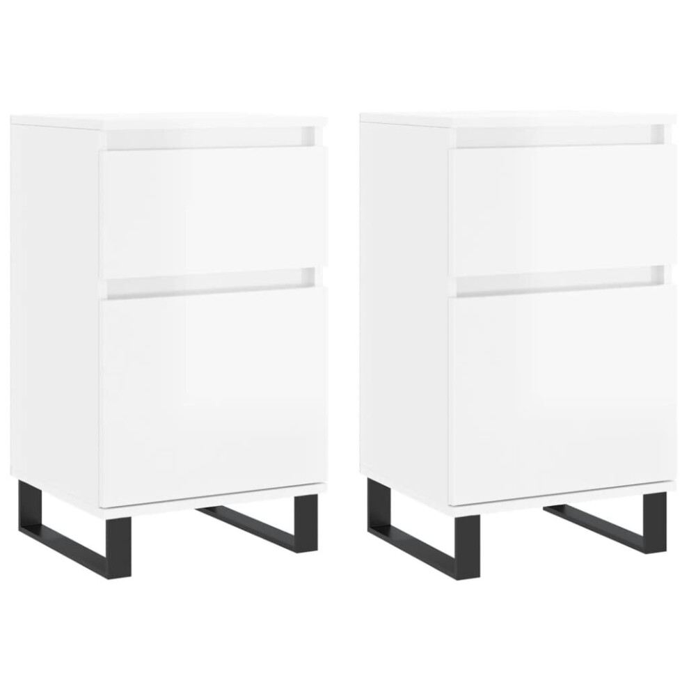 (high gloss white, 2 pcs) vidaXL Sideboards Storage Cabinet Cupboard 2 pcs Smoked Oak Engineered Wood