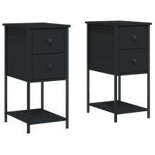 (black, 2 pcs) vidaXL Bedside Cabinets Nightstand Bed Table 2 pcs Smoked Oak Engineered Wood