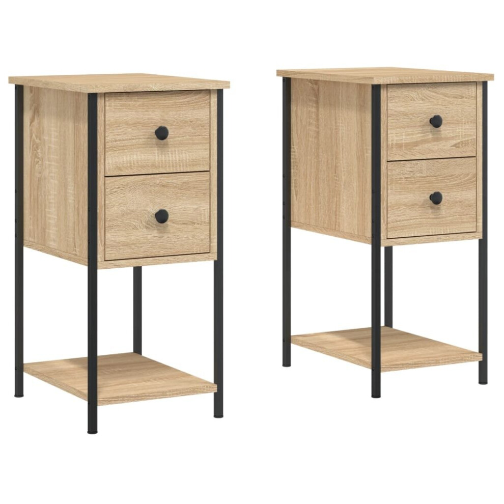 (sonoma oak, 2 pcs) vidaXL Bedside Cabinets Nightstand Bed Table 2 pcs Smoked Oak Engineered Wood