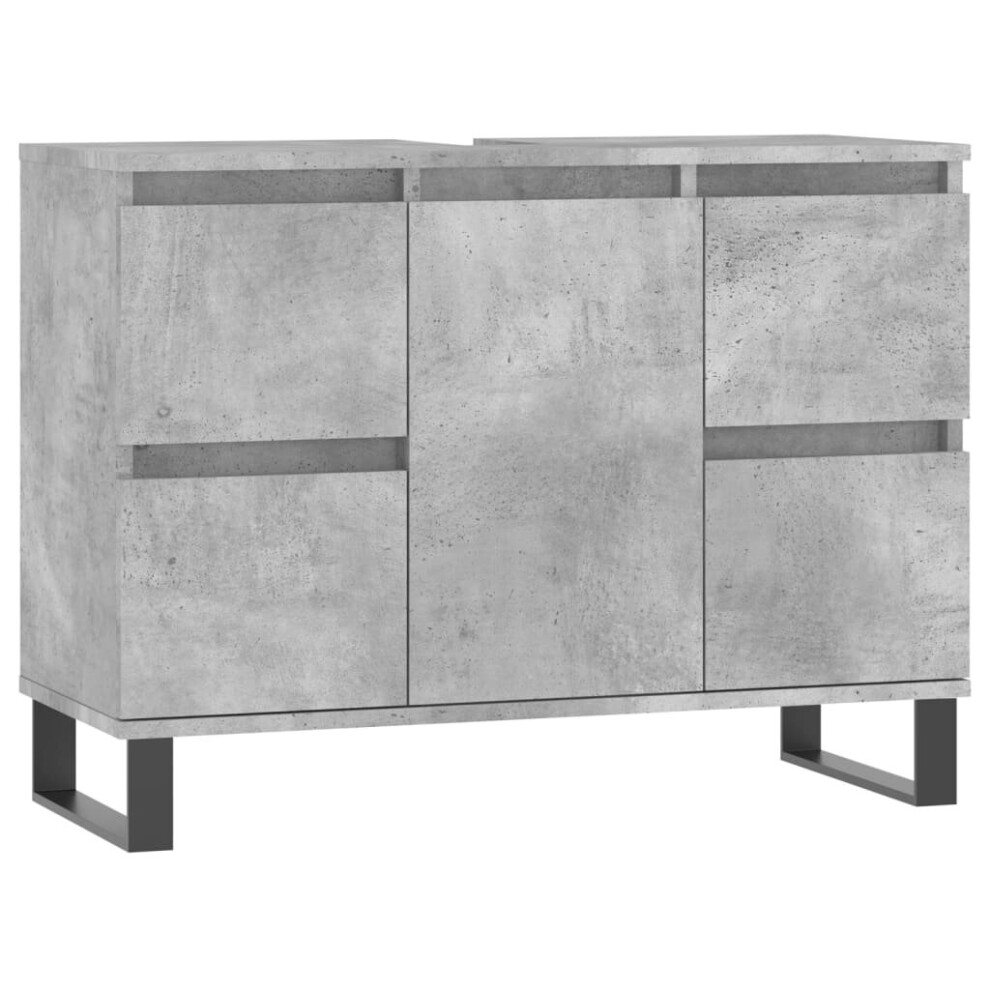 (concrete grey) vidaXL Bathroom Cabinet Vanity Unit Highboard Cupboard White Engineered Wood