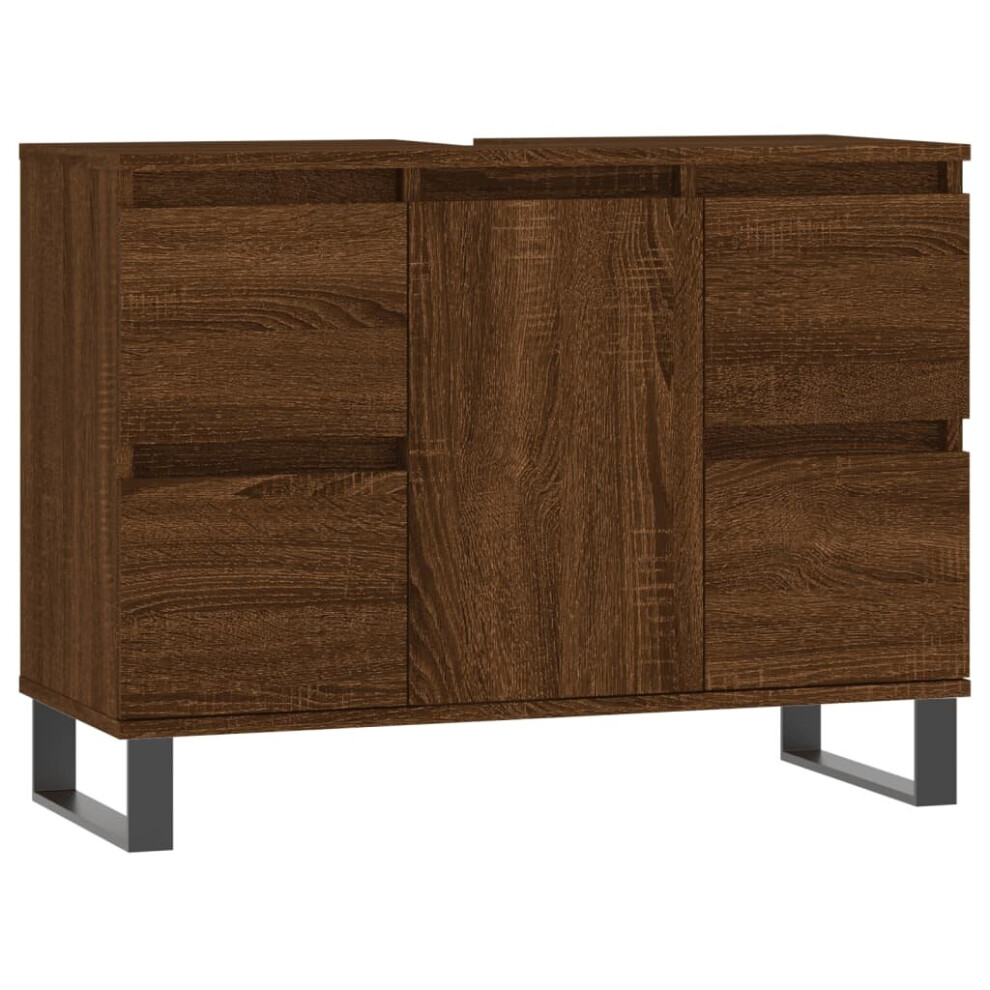 (brown oak) vidaXL Bathroom Cabinet Vanity Unit Highboard Cupboard White Engineered Wood