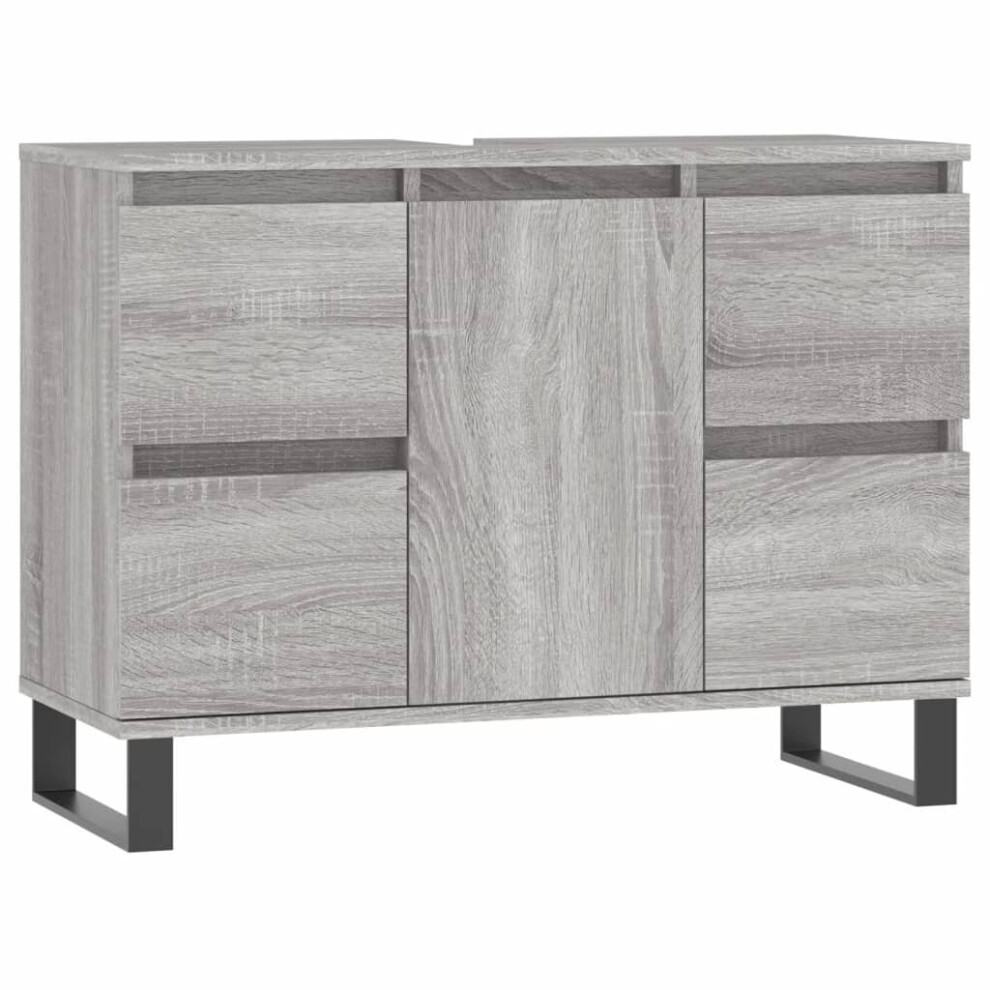 (grey sonoma) vidaXL Bathroom Cabinet Vanity Unit Highboard Cupboard White Engineered Wood