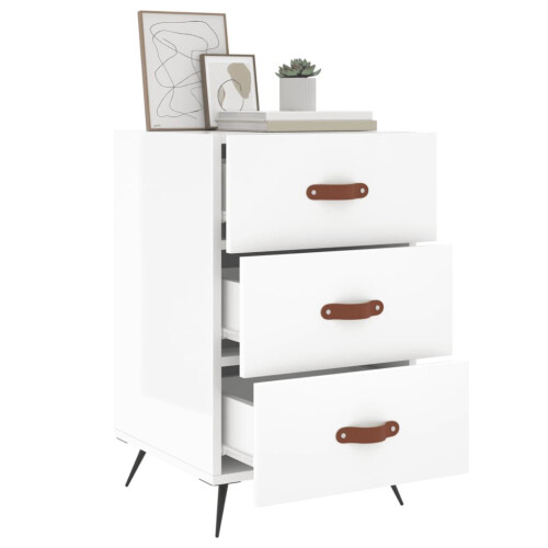 VidaXL (high gloss white) vidaXL Bedside Cabinets Side Table Bed Cabinet Nightstand Engineered Wood 2
