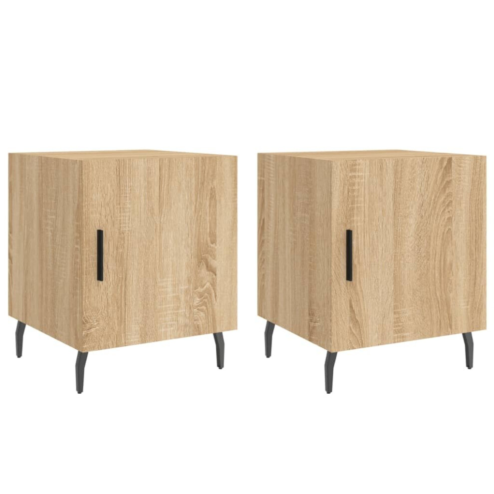 Vidaxl (Sonoma Oak, 2 Pcs) Bedside Cabinet Bedside Table Nightstand Bedstand White Engineered Wood