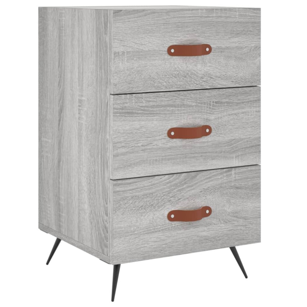 (grey sonoma) vidaXL Bedside Cabinets Bedside Table Bedstand 2 pcs Brown Oak Engineered Wood