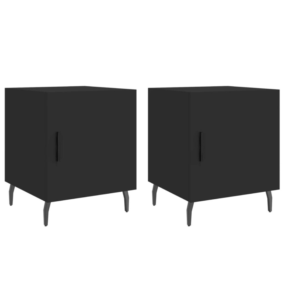 Vidaxl (Black, 2 Pcs) Bedside Cabinet Bedside Table Nightstand Bedstand White Engineered Wood