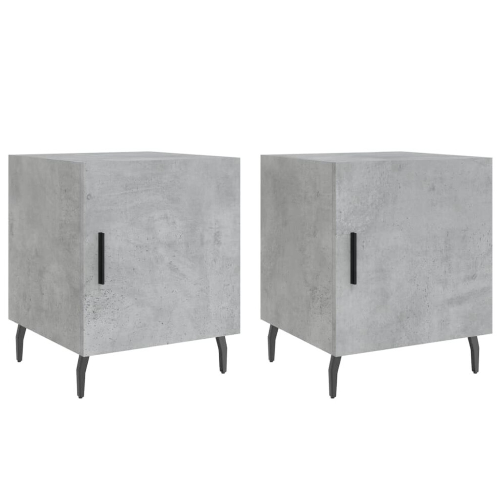 Vidaxl (Concrete Grey, 2 Pcs) Bedside Cabinet Bedside Table Nightstand Bedstand White Engineered Wood