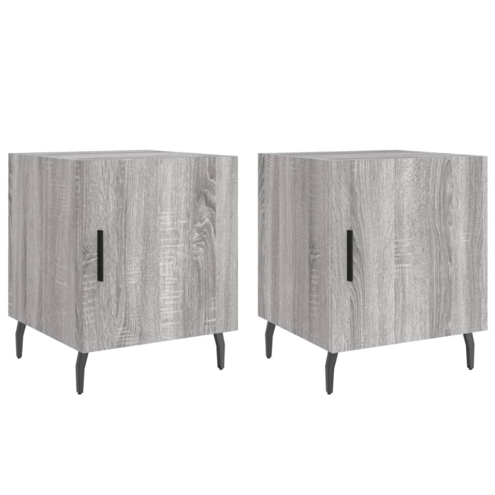 Vidaxl (Grey Sonoma, 2 Pcs) Bedside Cabinet Bedside Table Nightstand Bedstand White Engineered Wood