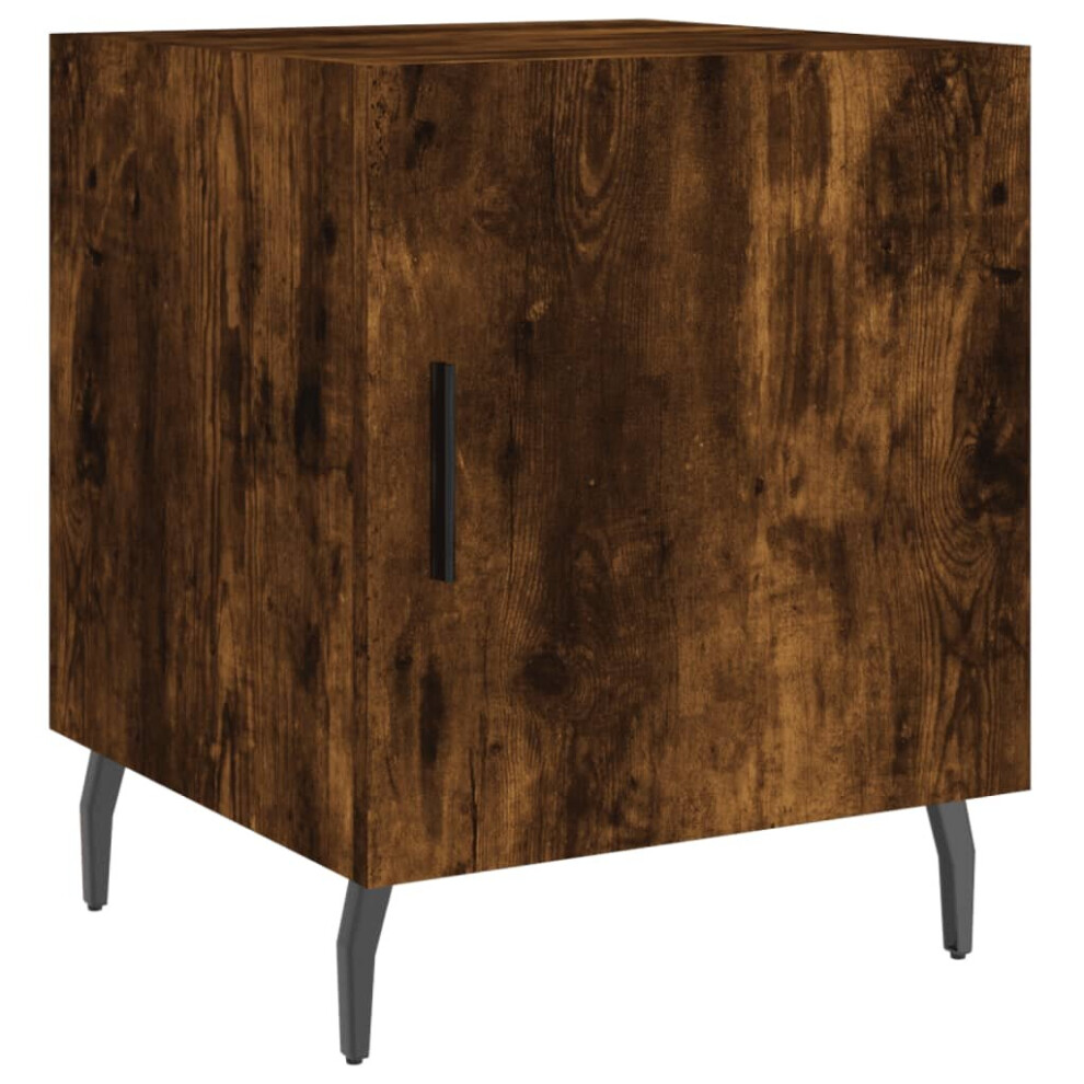 Vidaxl (Smoked Oak, 1 Pcs) Bedside Cabinet Bedside Table Nightstand Bedstand Engineered Wood White