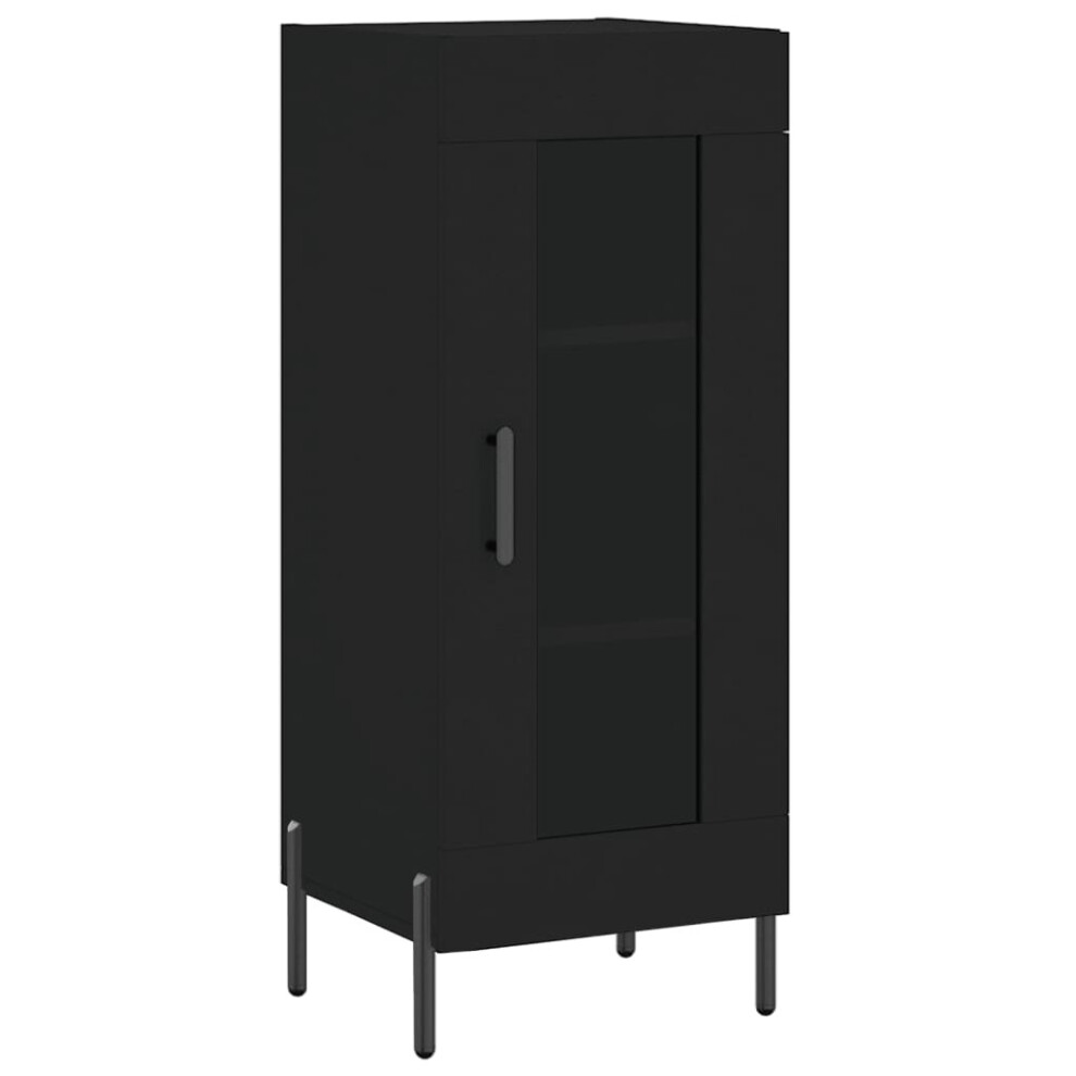 vidaXL - Sideboard - 3 Shelf - Glass Door - Black - 90 x 34.5 x 34cm - Image 3