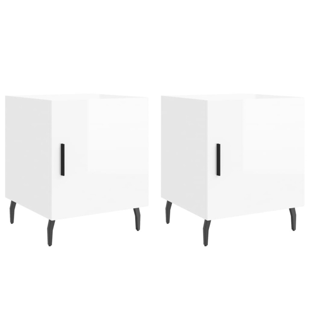 (high gloss white, 2 pcs) vidaXL Bedside Cabinet Bedside Table Nightstand Bedstand White Engineered Wood