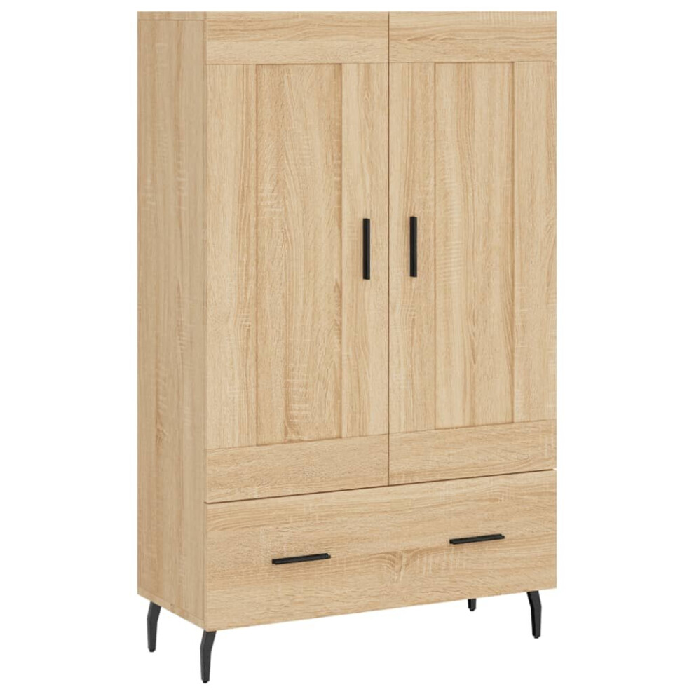 Vidaxl (Sonoma Oak) Highboard Sideboard Storage Cabinet High Gloss Engineered Wood White