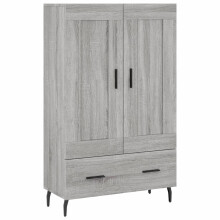 (grey sonoma) vidaXL Highboard Sideboard Storage Cabinet High Gloss White Engineered Wood