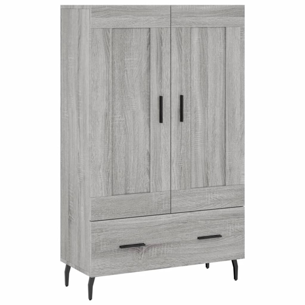 Vidaxl (Grey Sonoma) Highboard Sideboard Storage Cabinet High Gloss White Engineered Wood White,Grey