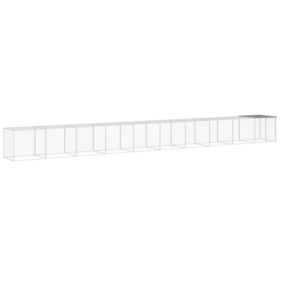 Vidaxl ( 1003 X 98 X 90 Cm) Chicken Cage With Roof Farm Chicken Run Coop Hen House Galvanised Steel Light/Grey