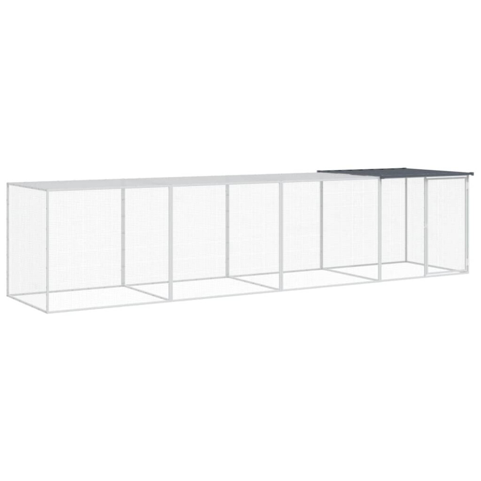 Vidaxl (Anthracite, 403 X 98 X 90 Cm) Chicken Cage With Roof Farm Chicken Run Coop Hen House Galvanised Steel