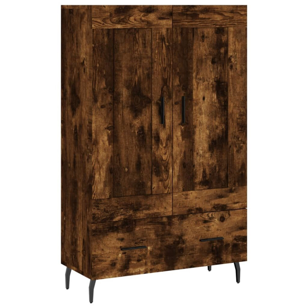Vidaxl (Smoked Oak) Highboard Sideboard Storage Cabinet High Gloss White Engineered Wood