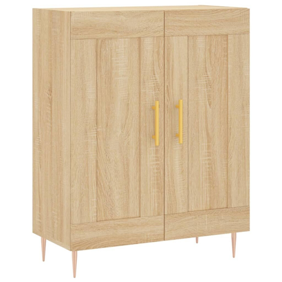 Vidaxl (Sonoma Oak) Sideboard Storage Cabinet Cupboard High Gloss White Engineered Wood