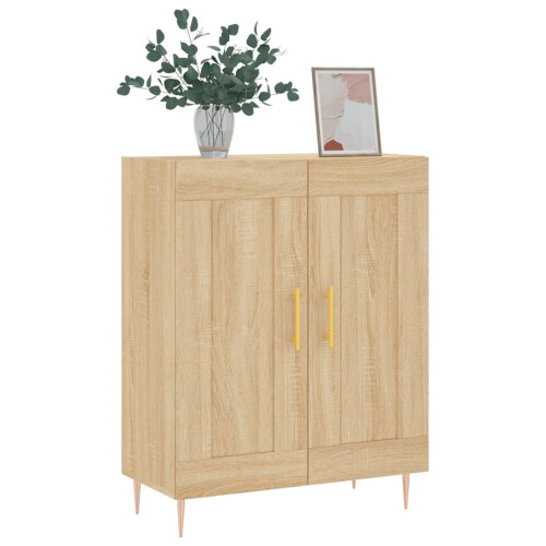 VidaXL (sonoma oak) vidaXL Sideboard Storage Cabinet Cupboard High Gloss White Engineered Wood 2