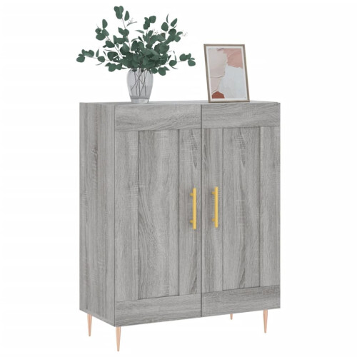 VidaXL (grey sonoma) vidaXL Sideboard Storage Cabinet Cupboard High Gloss White Engineered Wood 2