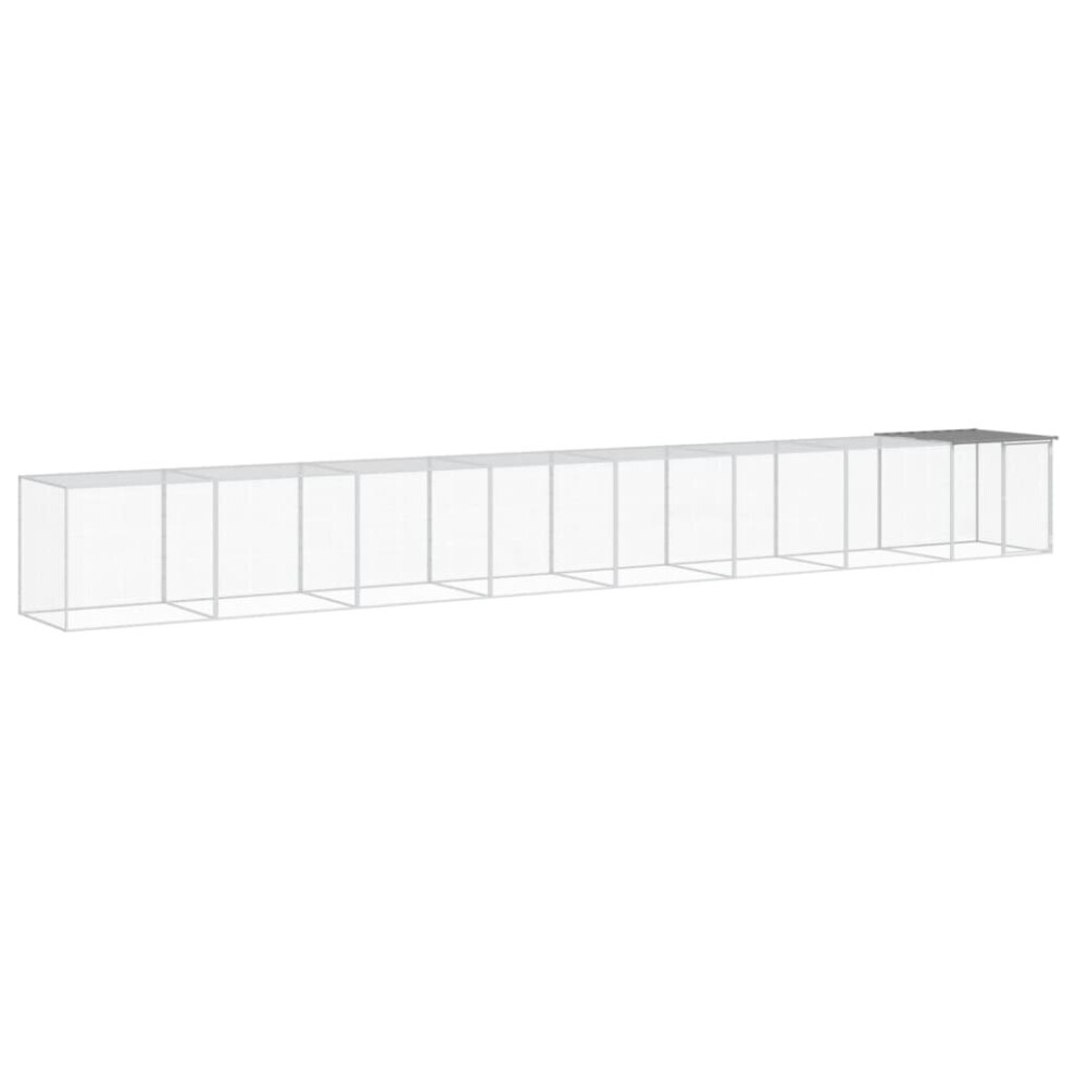 Vidaxl ( 803 X 98 X 90 Cm) Chicken Cage With Roof Farm Chicken Run Coop Hen House Galvanised Steel Light/Grey