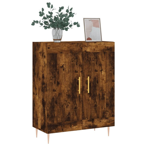 VidaXL (smoked oak) vidaXL Sideboard Storage Cabinet Cupboard High Gloss White Engineered Wood 2